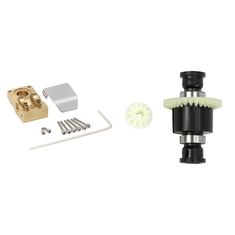 

2 Set RC Car Part: 1 Set Brass Differential Cover Bridge Axle Cover With Armor & 1 Set RC Car Differential Assembly