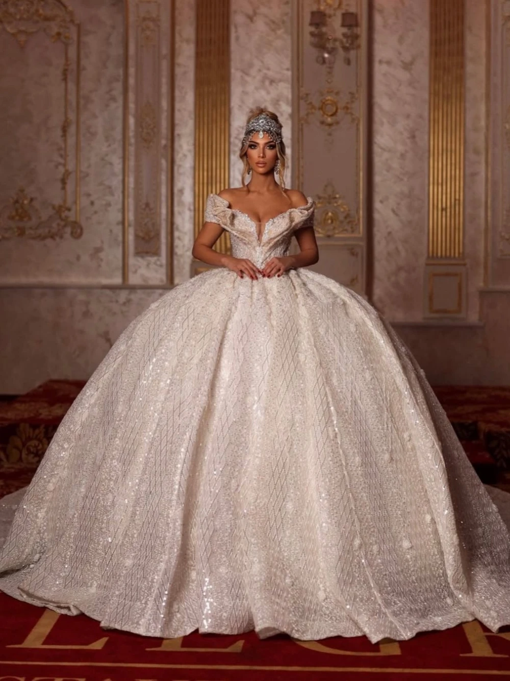 Блестящее свадебное платье принцессы с V-образным вырезом модное кружевное