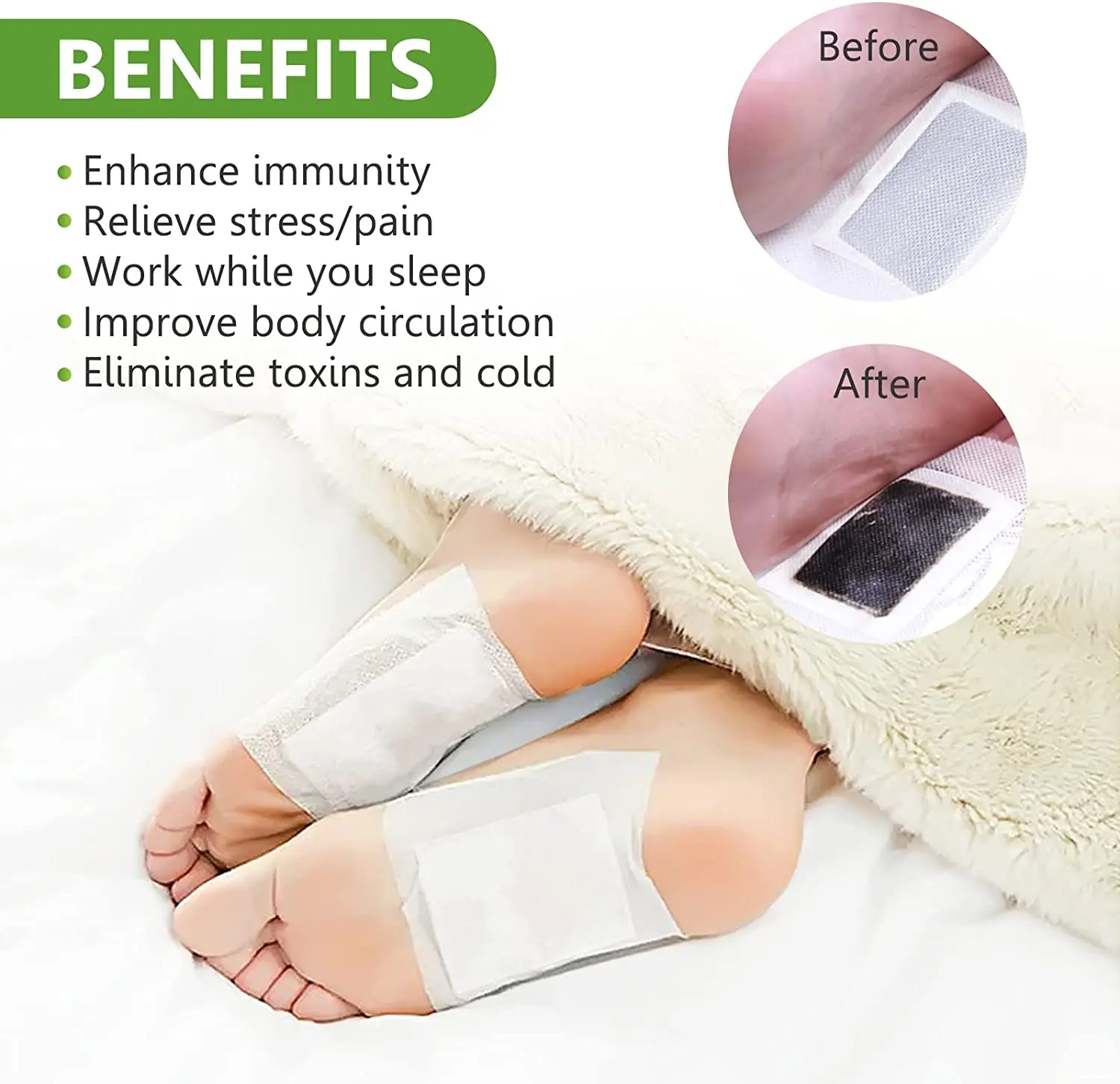 

10pcs Detox Natural Bamboo Vinegar Ginger Feet Patches for Relieve Stress,Improve Sleep,Cold Feet ,Relieve Pain & Relax