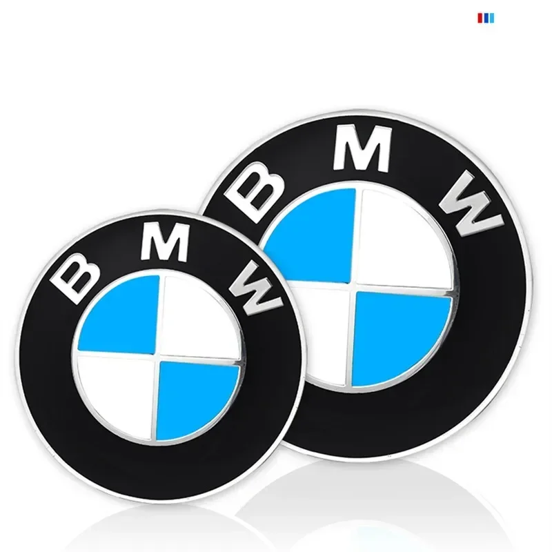 Эмблема на капот для BMW, гоночный логотип в черно-белом цвете, 81 мм + задний значок 74 мм + накладка на ступицу колеса 68 мм + наклейка на руль 56 мм, 46 мм. (art.: 3920dca99dba4) - 3920dca99dba4