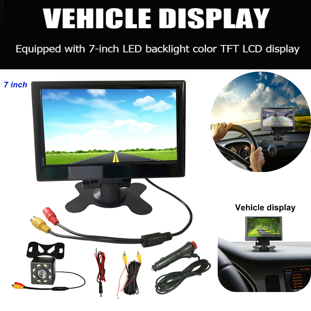 

7 Inch Universal Car Rear View Camera Color TFT LCD Display Screen Rear Camera Monitor Safe Parking Reversing Support Car Camera