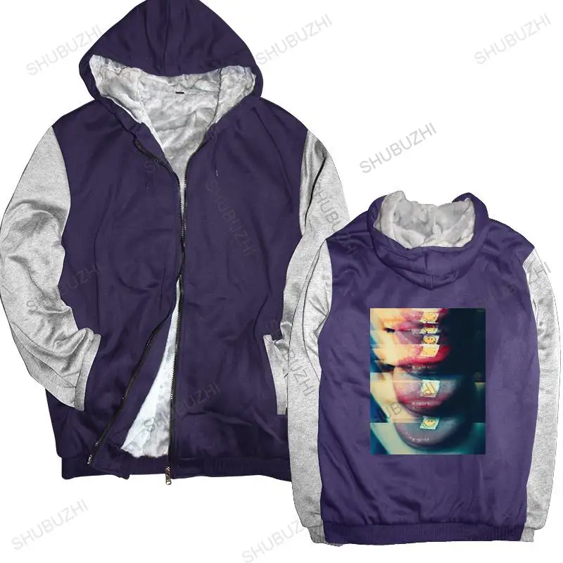 

Man black zipper thick hoodies new bigger size Blurry drug lover high weed unisex Outwear men sweatshirt zipper