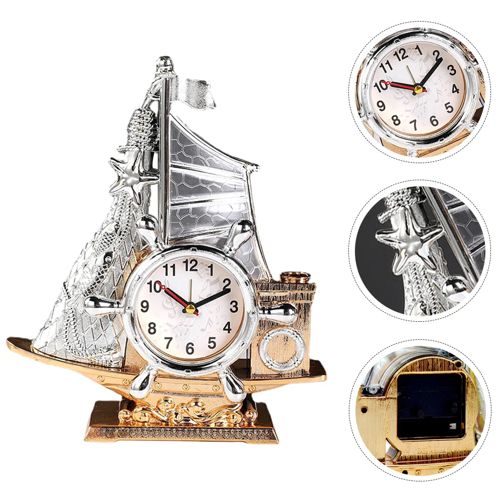

Ship Clock Desk Model Decor Shelf Bookcase Table Tabletop Statuelifelike Alarm Kids Blank Ornaments Acrylic Ornament