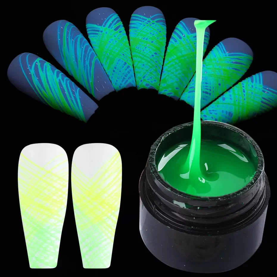 

Spider Web Gel Polish Green Glow in the Dark Reflective Painting Pulling Silk Varnishes Manicure Decoration GL1840-2