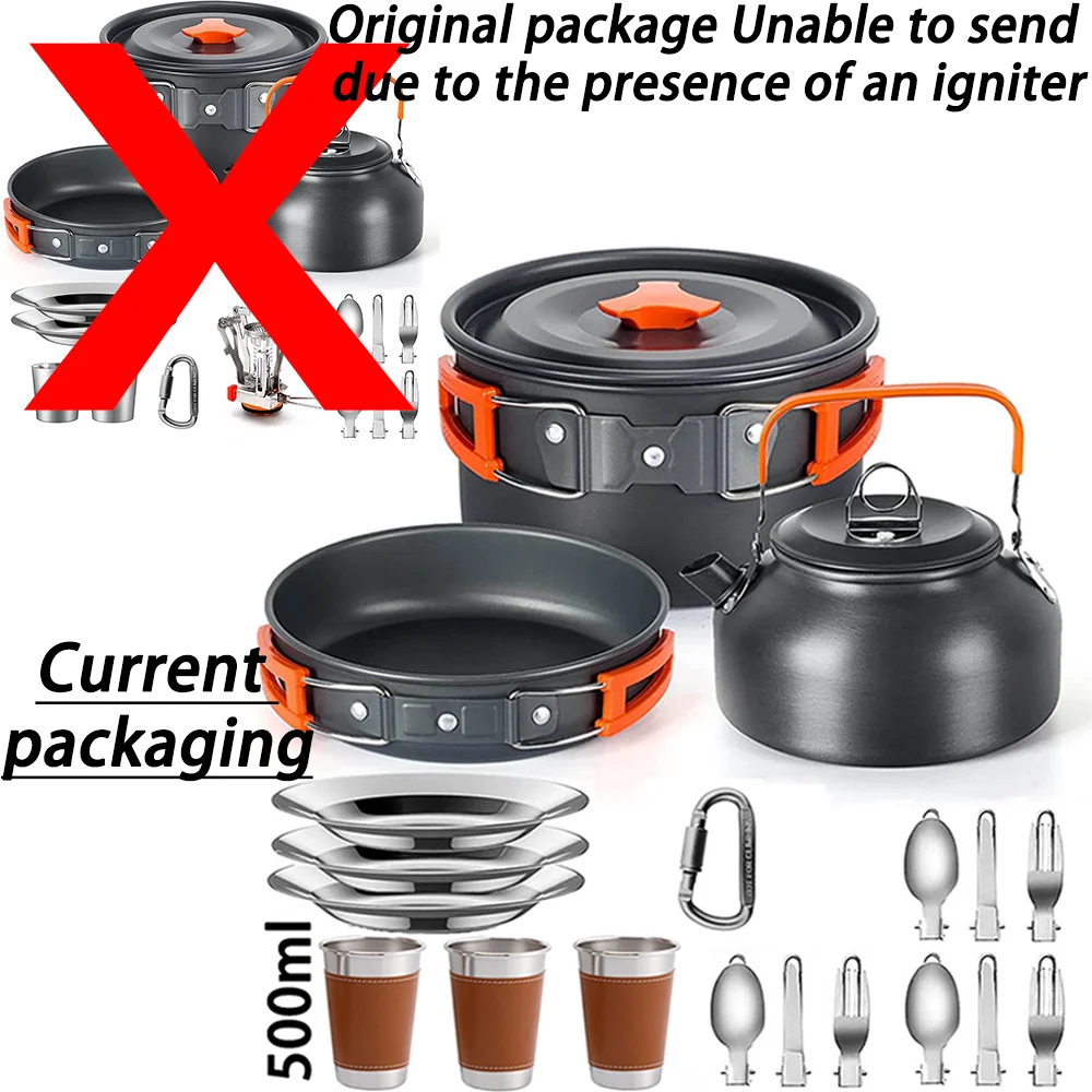 Outdoor camping cooking set aluminum lightweight outdoor camping cooking equipment pot and teapot set