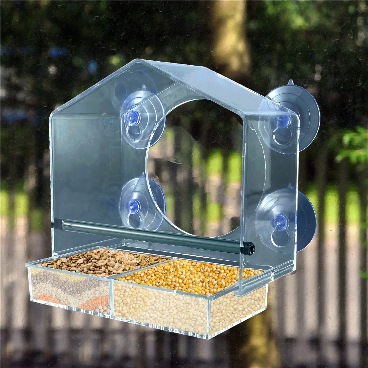 

Windowsill Bird feeder Acrylic Transparent Window Bird Feeder Tray Bird House Pet Feeder Suction Cup Installation House Feeder