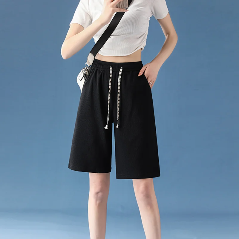 Shorts Women Traf Zevity Summer Loose Short Pants Women Clothing Booty Shorts Waffle Fabric Y2K Korean Fashion шорты PELEDRESS