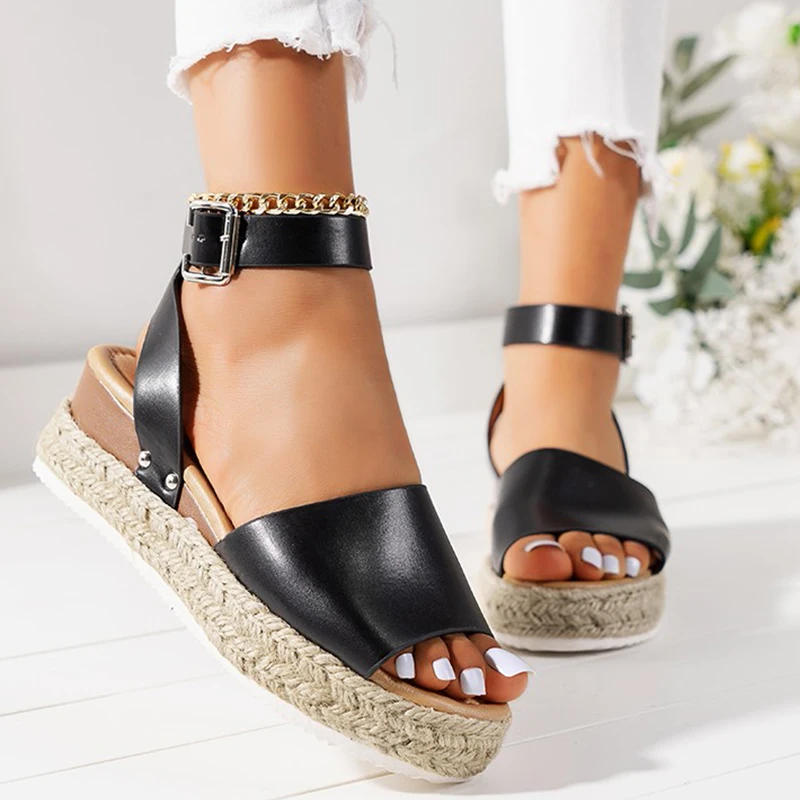 

New Summer Women Flats Sandals Weave Platform Beach Shoes 2023 Fashion Women Slippers Casual Slides Dress Bohemian Zapatos Femme