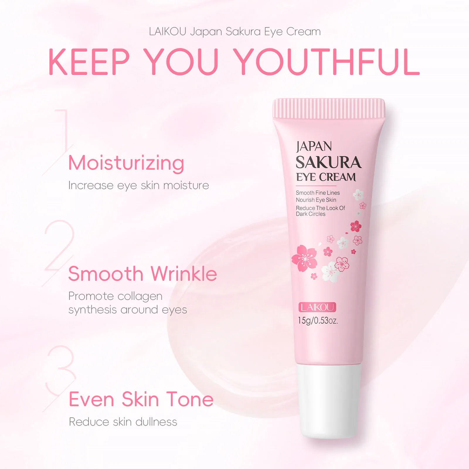 Фото 15 г/30 мл LAIKOU Sakura крем для глаз освежающая осветляющая увлажняющая сыворотка питает мешки под глазами №4