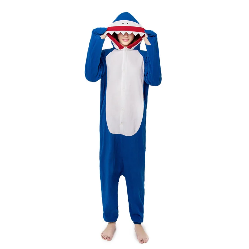 

Новая зимняя Пижама унисекс для взрослых Monokuma Be, комбинезон с синей акулой, одежда для сна, костюм, комбинезон, одежда для сна