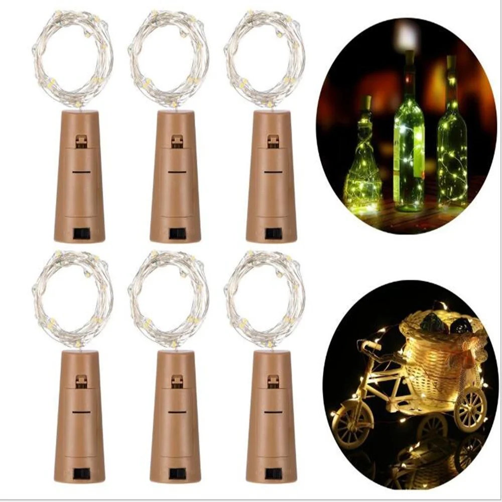 

10PCS 1M 2M LED String Lamps Wine Bottle Stopper Light White Warm white Blue Green Red Cork Shaped For Party Wedding Decoration