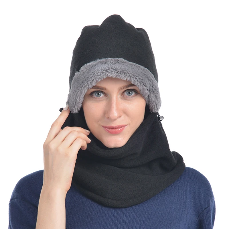 

1pc Fleece Winter Hat Beanies Women's Hat Scarf Warm Breathable Wool Knitted Hat For Women Double Layers Protection Caps