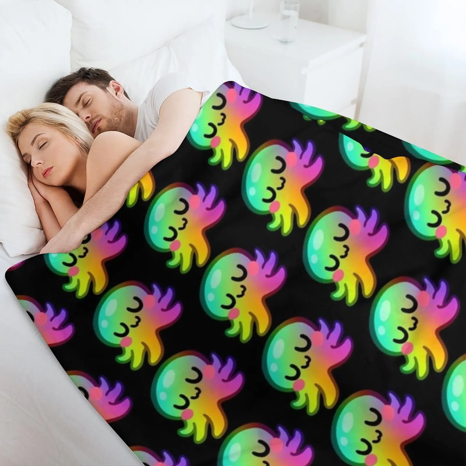 Фото Плед Rainbow Kraken UwU, мягчайший винтажный плед в клетку для дивана, рождественское украшение, одеяла №4