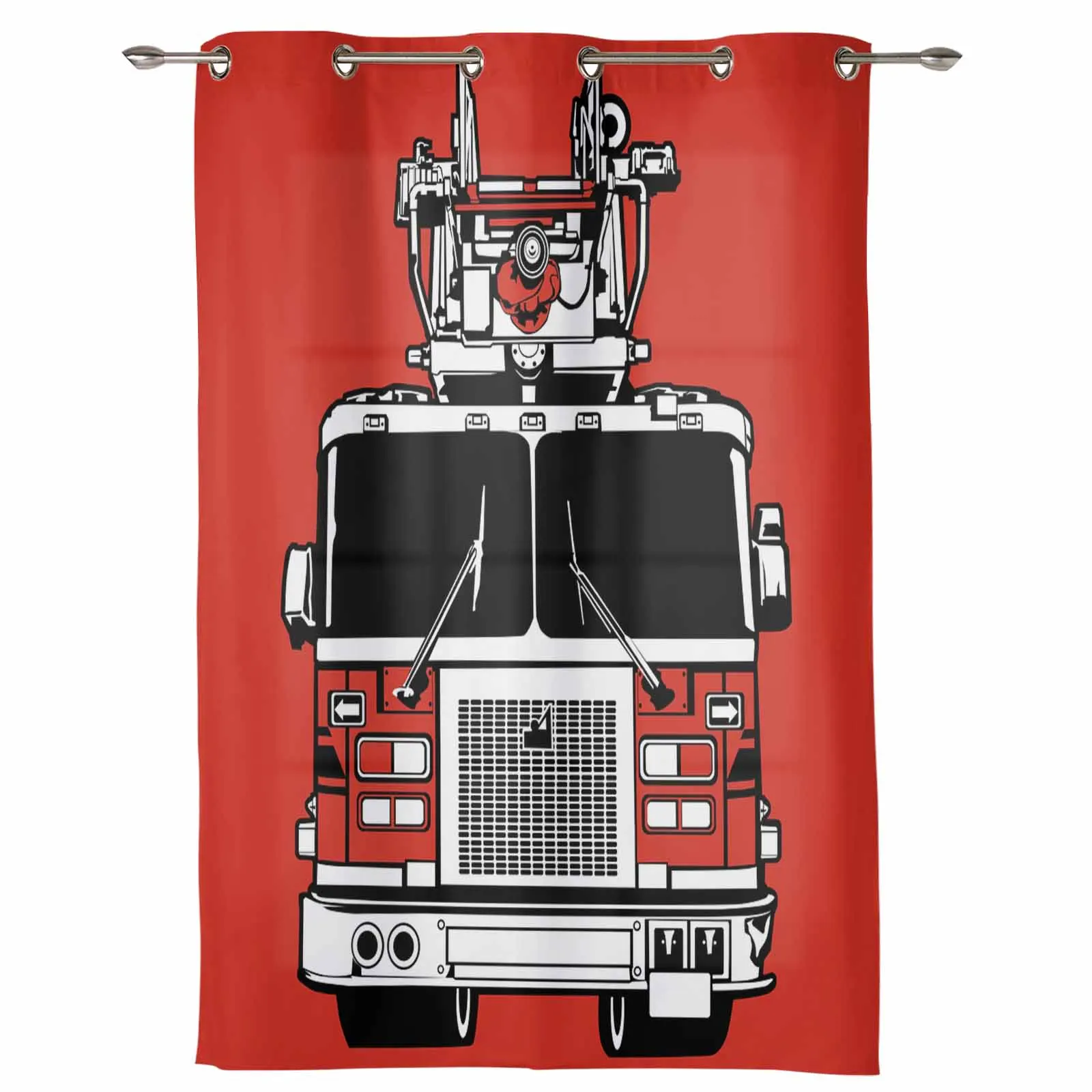 Огненный двигатель красные Мультяшные шторы для спальни гостиной занавески