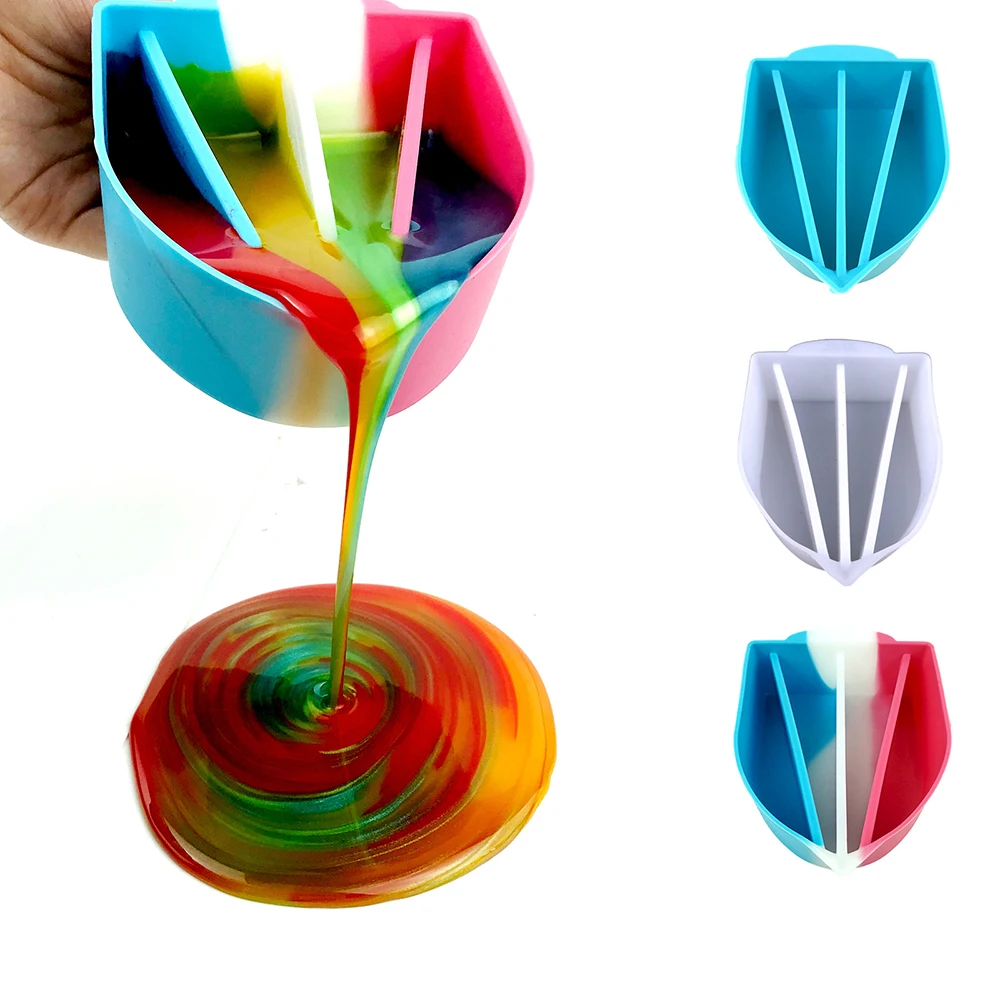 

Split Cup for Paint Pouring, 2 3 4 5 Chambers Reusable Silicone Paint Cup Polygonal Style Pouring Divided Cup for Fluid Art