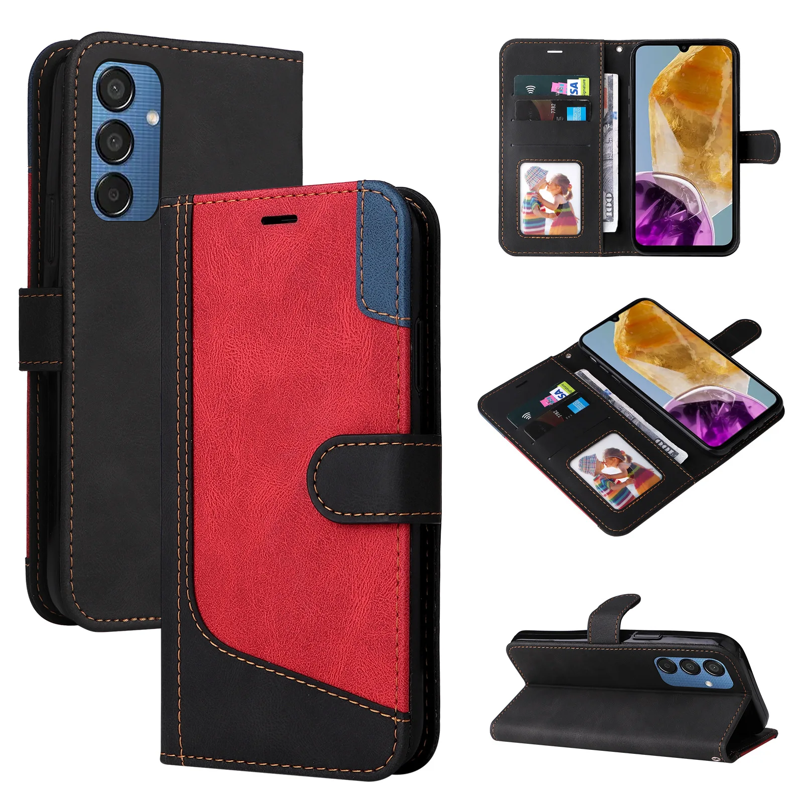 Кожаный ремешок с ремешком на руку для Redmi Note 13 Pro Plus 12 12T 12S 3 слота карт