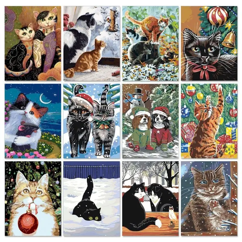 

GATYZTORY 60x75cm Paint By Numbers Cat Home Decor Gift Coloring By Numbers Animals Picture Paint Home Wall Art Framed