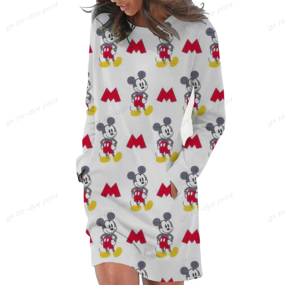 

Autumn Women Hoodies Long Sweatshirts 2022 Disney Minnie Mickey Mouse Fashion 3D Dye Female Sexy Dress Hoodie Tops Causal Coats