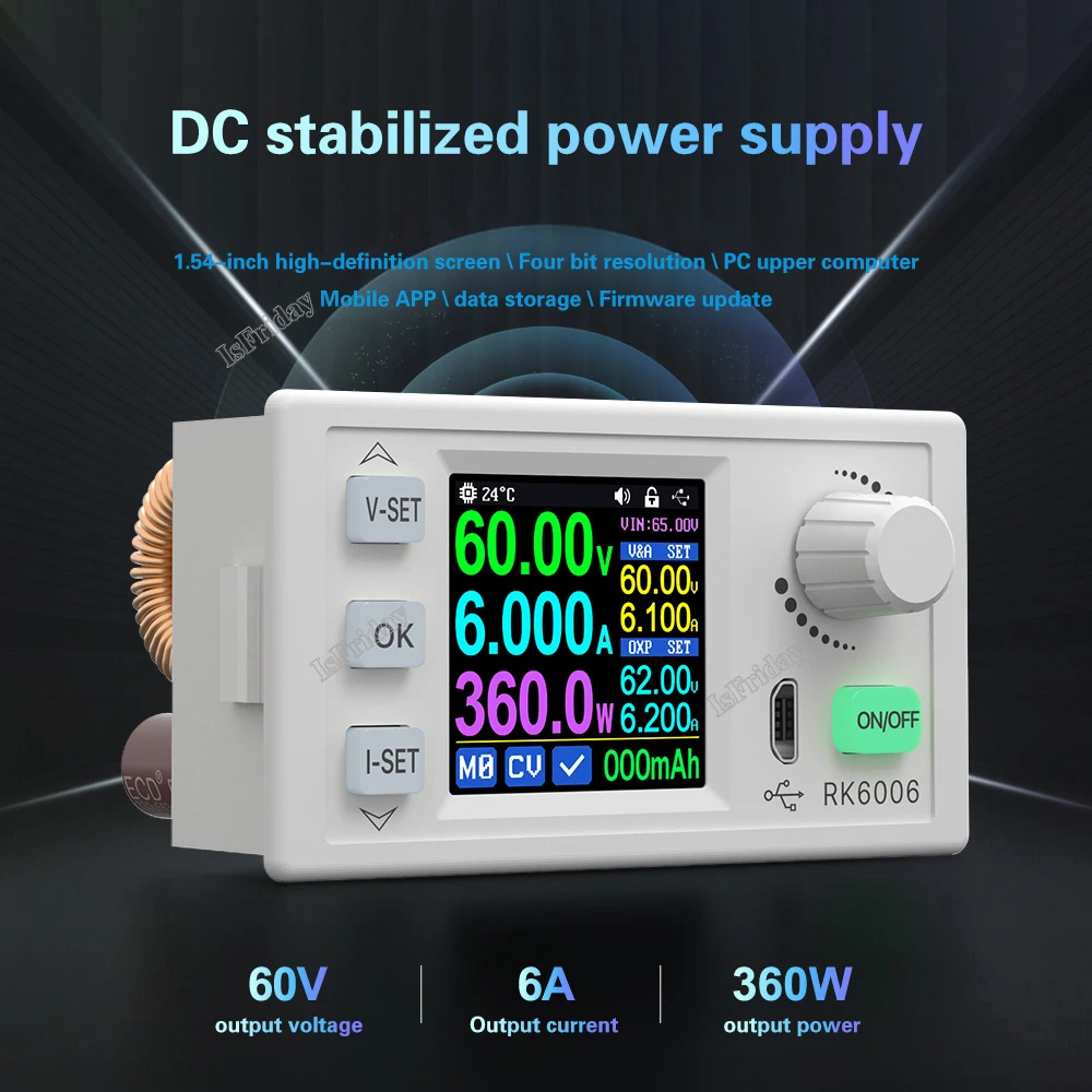

Issunday RK6006 RK6006-BT 60V 6A 4-значная связь Регулируемый понижающий преобразователь постоянного тока в постоянный ток