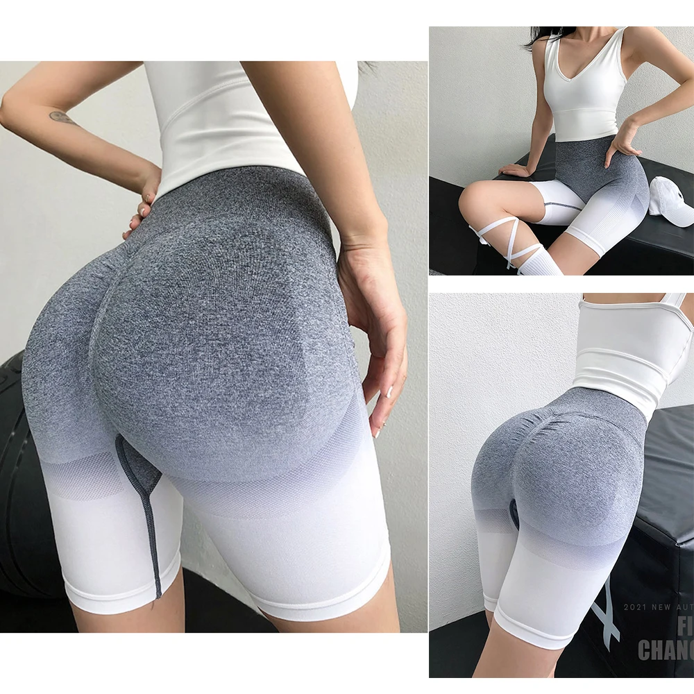 Women Sports Fitness Shorts Sexy Tights High Waist Abdomen Breathable Elastic Hip Peach Push Up Yoga Running Gym Workout Shorts