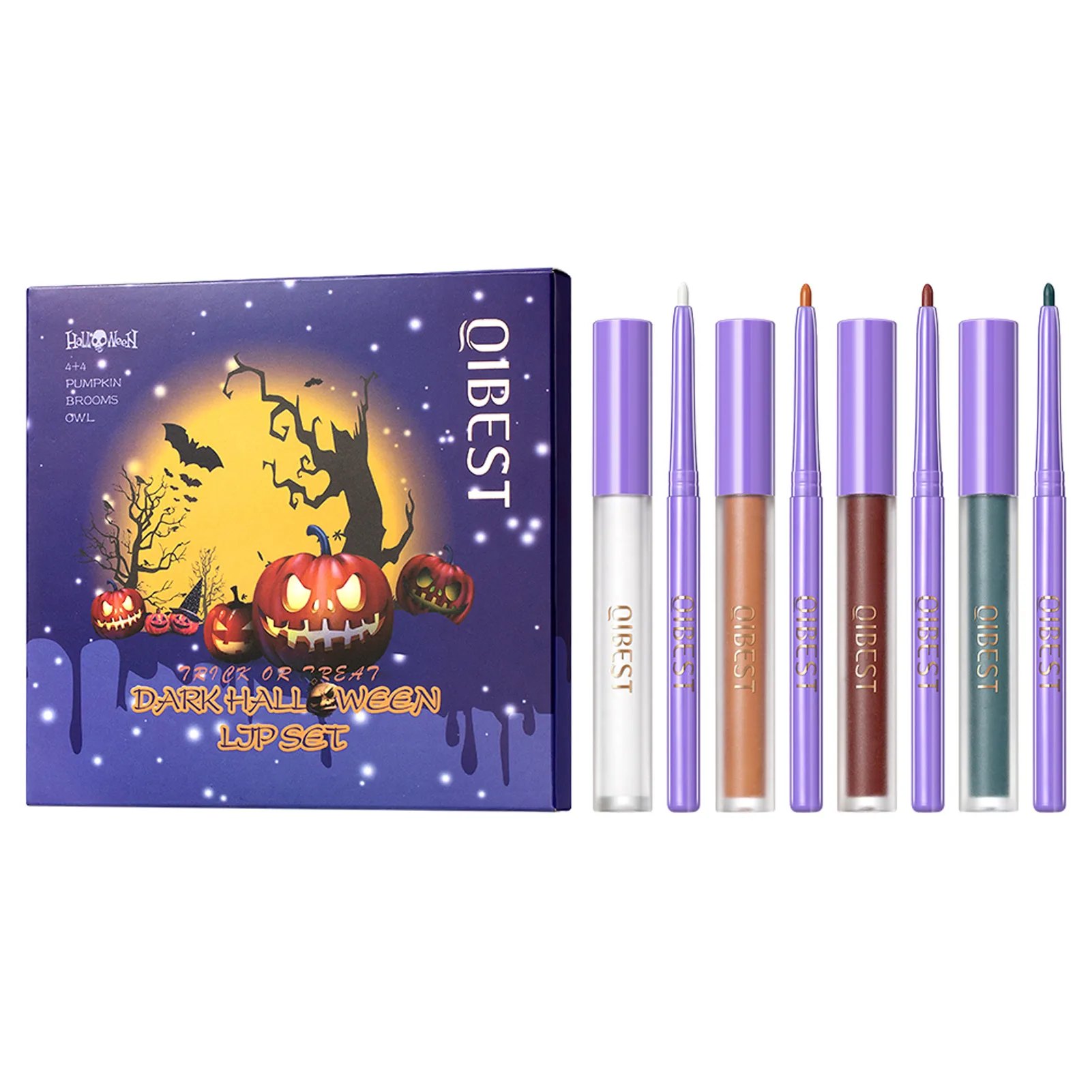 

Lip Liner And Lipstick Set 4 Matte Liquid Lip Stick With 4 Smooth Lip Liner Pencil Long Lasting Lip Gloss Non-Stick Cup Makeup