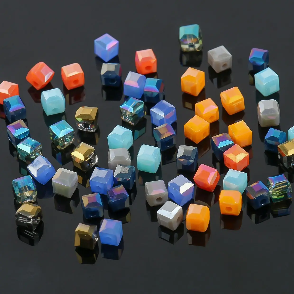

2mm 3mm 4mm AB Color Cube Faceted Czech Crystal Bead Loose Spacer Square Glass Beads For DIY Jewelry Making Findings 189-98pcs