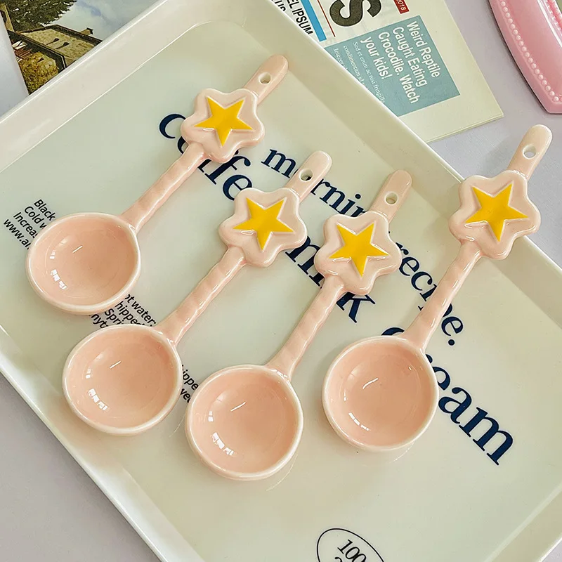 

Ceramic Spoon Star Ceramic Bowl Spoon Eating Spoon Creative Spoon Kitchen Cooking Utensils Tools Tea Spoon Catering