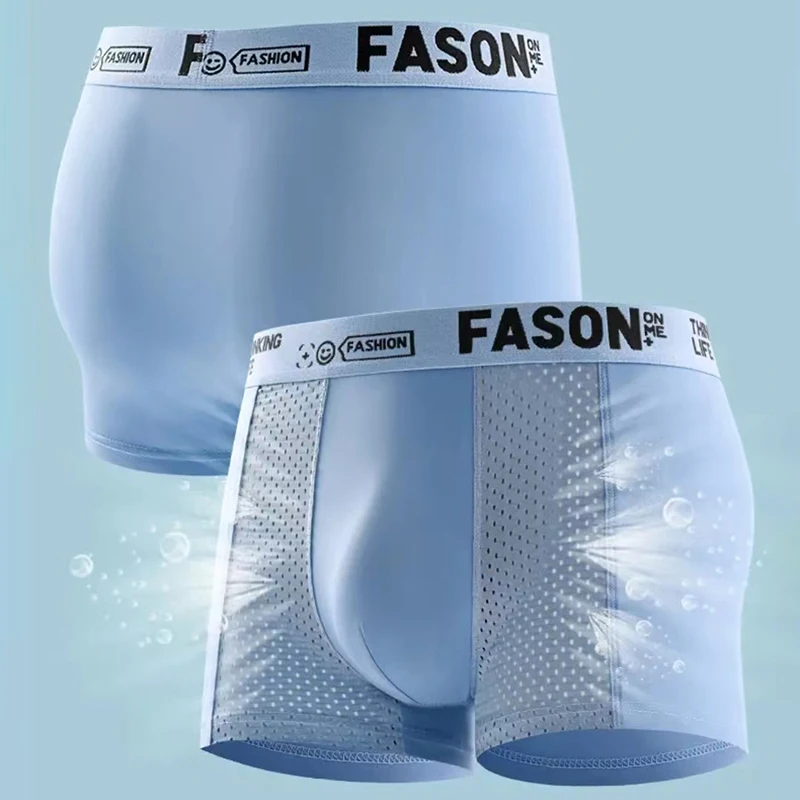 4PCS Boxer Men's Underwear Man Boxers 3A Antibacterial Underpants Ice Silk Mesh Men BoxerShorts Sexy Breathable Graphene Pantie