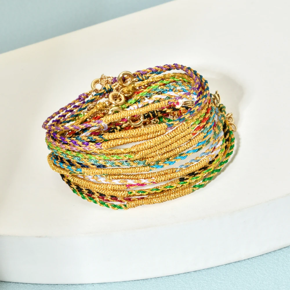 

ZMZY New Cords Rainbow Color Mixed Braid Friendship Bracelets for Women Girls Jewelry Gift DIY Handmade Rope Bangles Color