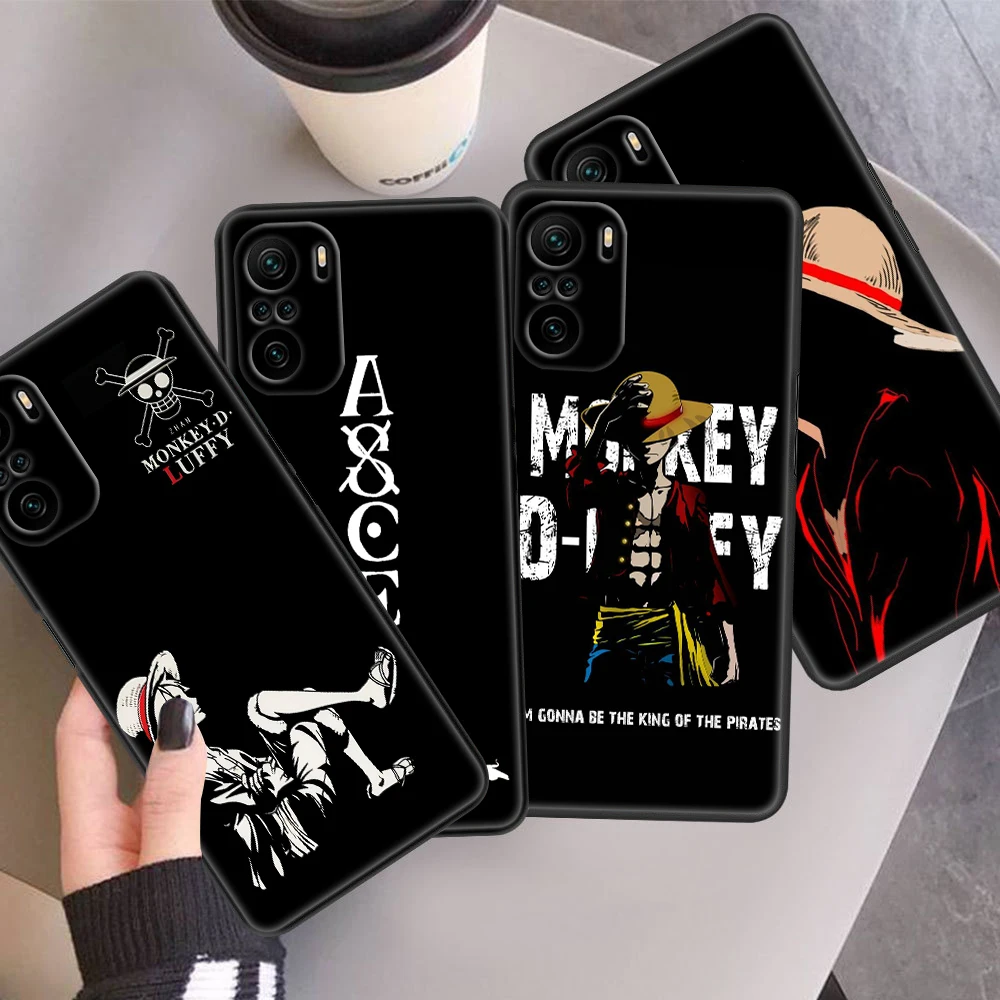 

Cartoon O-nes Pieces Black For Xiaomi Redmi Note 12 11E 11S 11 11T 10 10S 9 9T 9S 8 8T Pro Plus 5G 7 5 Black Phone Case
