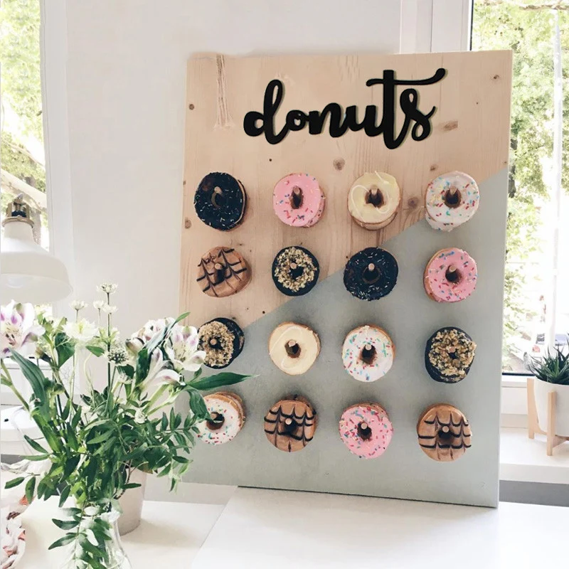 Wooden Donut Wall Donut Holder Wedding Table Decorations Kids Birthday Party Favor Baby Shower Supplies Wood Donut Boards Stand