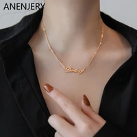 anenjery 316l stainless steel jewelry not fading letter necklace new valentines day ladies necklace holiday party jewelry gift