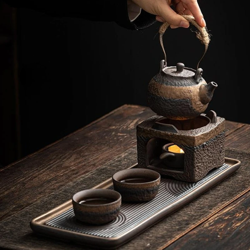 Японский чайный набор Кунг-фу для дома: маленький чайник и две чашки для гостиной, офиса, кухни, столовой или бара.