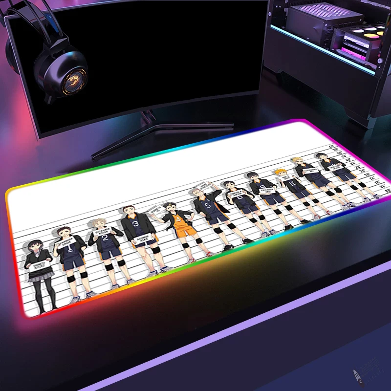 

Haikyuu Pc игровой коврик с RGB-подсветкой для девочек, игровые коврики для клавиатуры и мыши, коврик для геймеров, аксессуары для геймеров Genshin ...