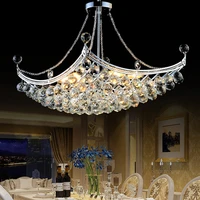 modern luxury crystal led pendant light elegant chrome color e14 ceiling light fixture for living room dining room bedroom light