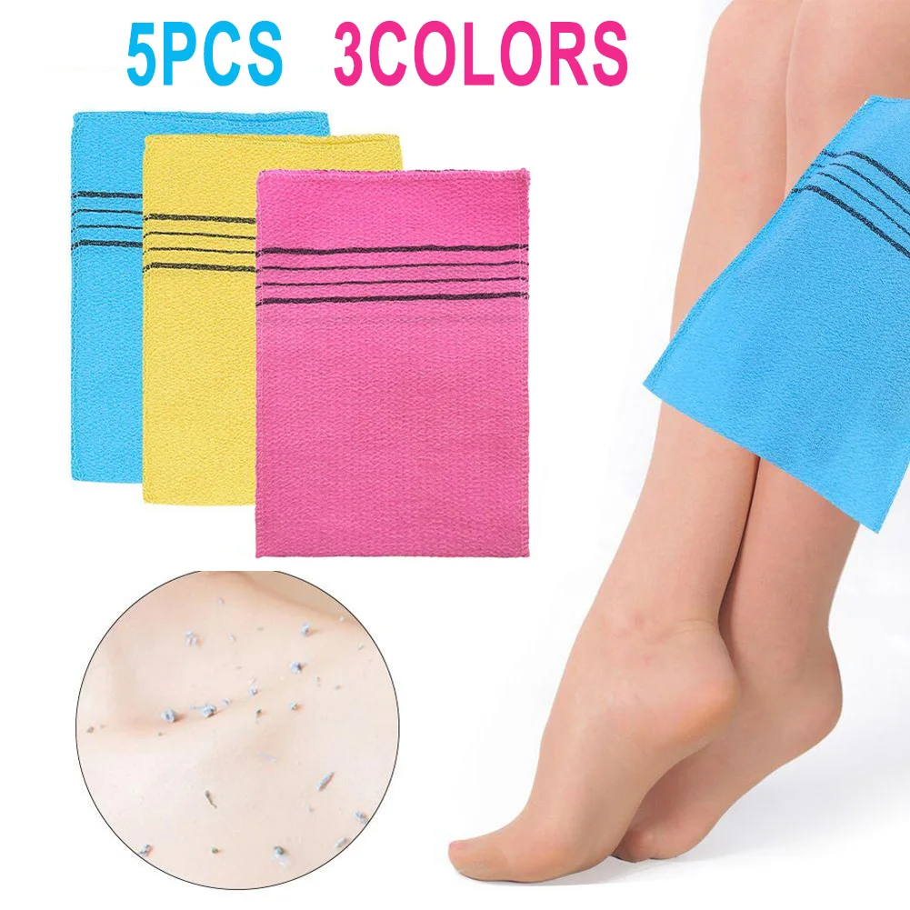 

5Pcs Korean Exfoliating Bath Washcloth Body Scrub Shower Towel Peeling Glove Mitt Bath Brushes Scrub Mitt Cleaning Shower Towels