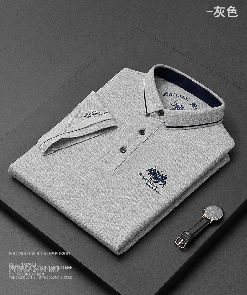 Brand Embroidered Cotton Polo Shirt Men's High-end Luxury Top 2023 Summer Casual Lapel Short Sleeve T-shirt Korean Fashion Men's