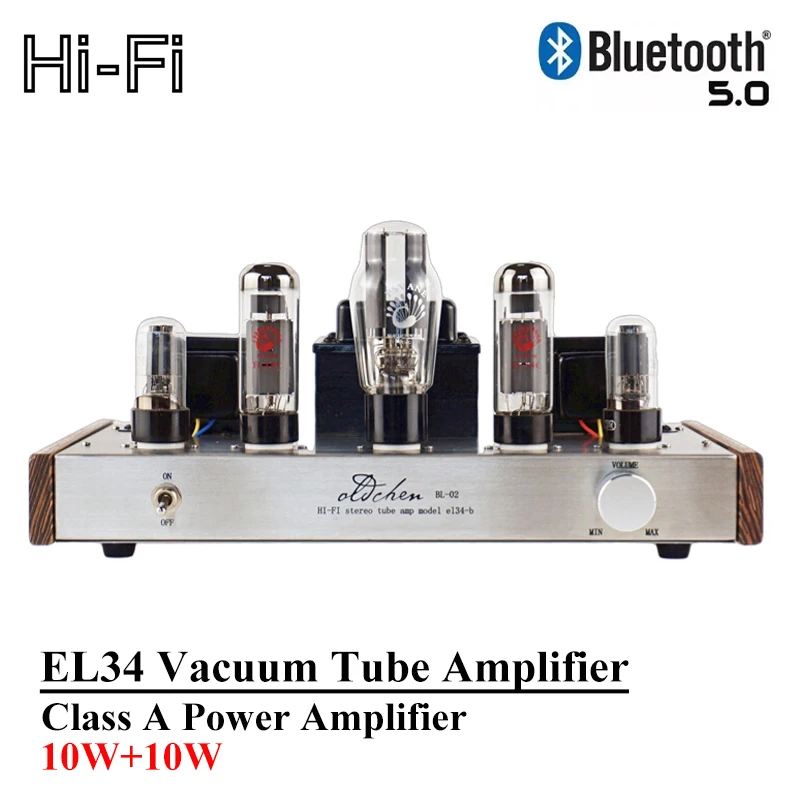 

Oldchen EL34 Vacuum Tube Amplifier 10w*2 High Power Handmade Class A Home Theatre Bluetooth 5.0 HIFI Amplifier Audio