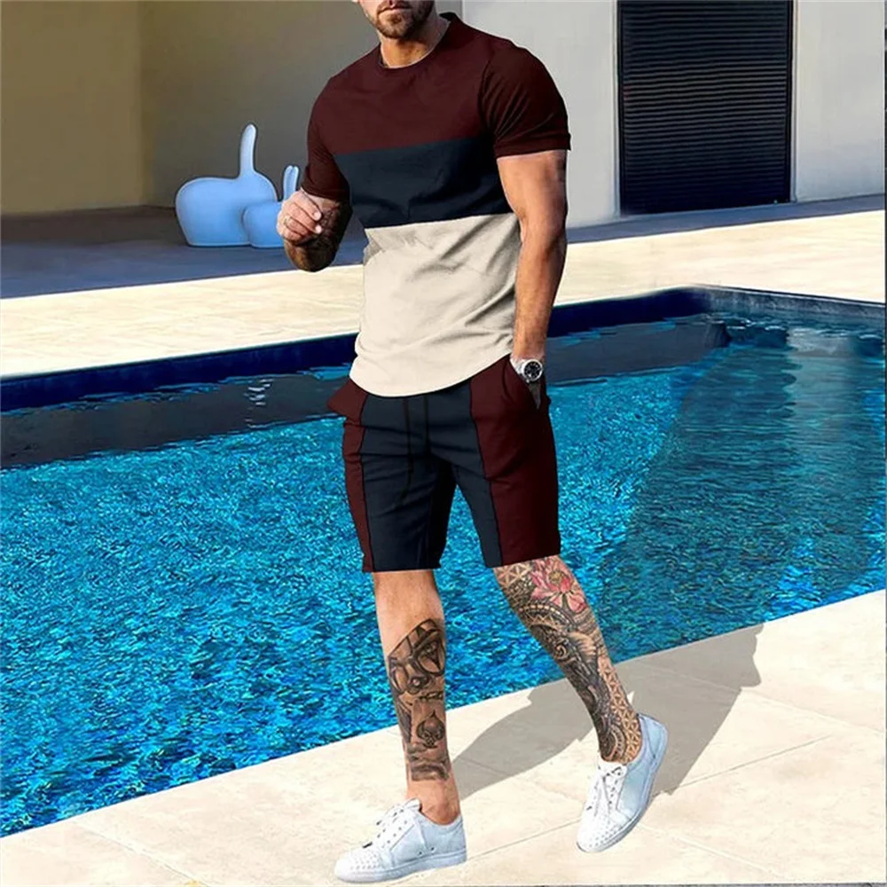 Men Tracksuit New 3D Printed T Shirt Shorts Sportswear Mens Clothing Suit Man Oversized Jogger Casual Set Summer Streetwear Suit