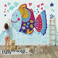 custom any size 3d cartoon fish childrens room background wall mural wallpaper painting papel de parede fresco papel pintado de