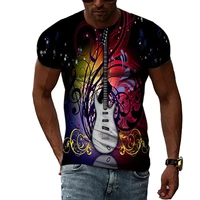 summer 3d printed guitar mens oversized t shirt hot sale electric fashion sports casual mens t shirt tops %e2%80%94006