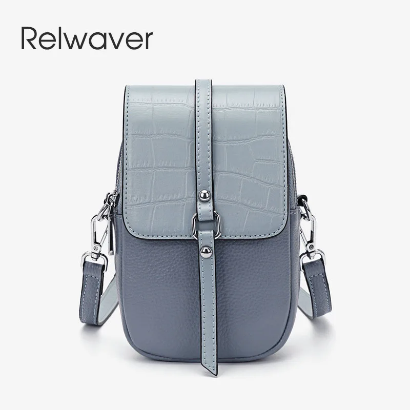 

Relwaver women shoulder bag genuine leather spring summer 2022 new top layer cowhide cross body bag roomy small cell phone bag