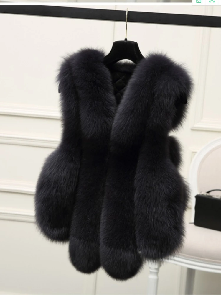 ICCLEK 2019 imitation fox fur grass new fashion fur vest women's medium length Haining Korean jacket