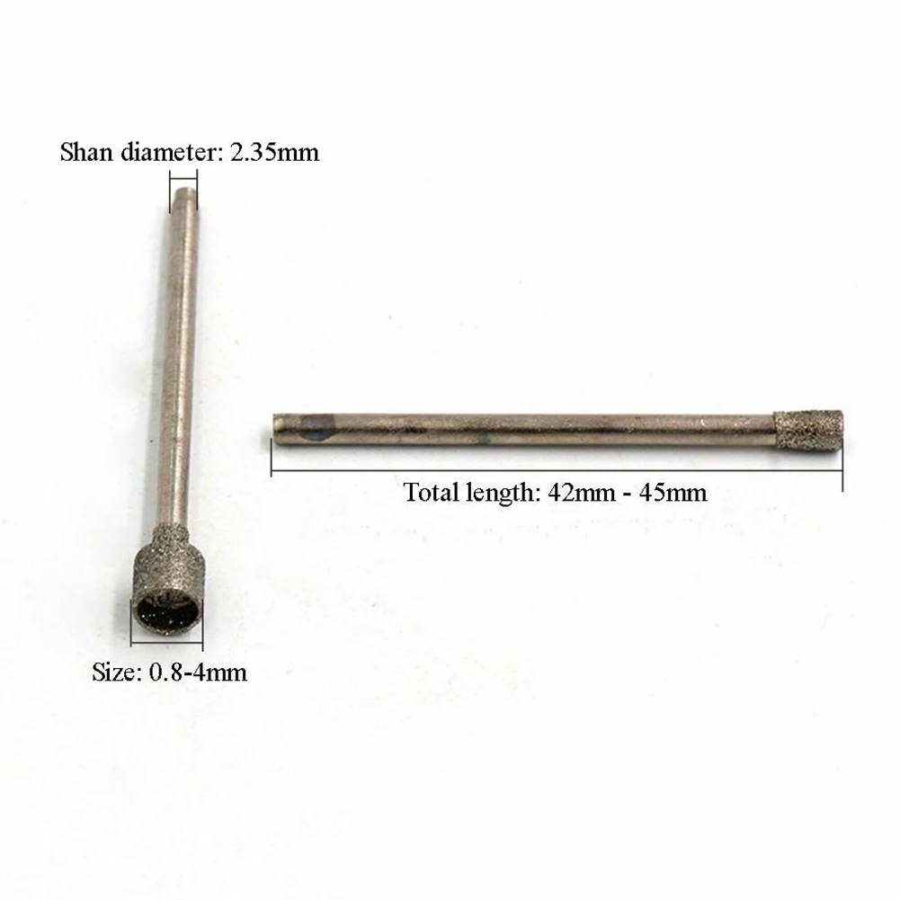 

10Pcs 1-4mm Rotary Diamond Burr Core Drill Bit Engraving 2.35mm Coated Hole Saw For Shank Glass Tile Marble 42-45mm Drill Bit