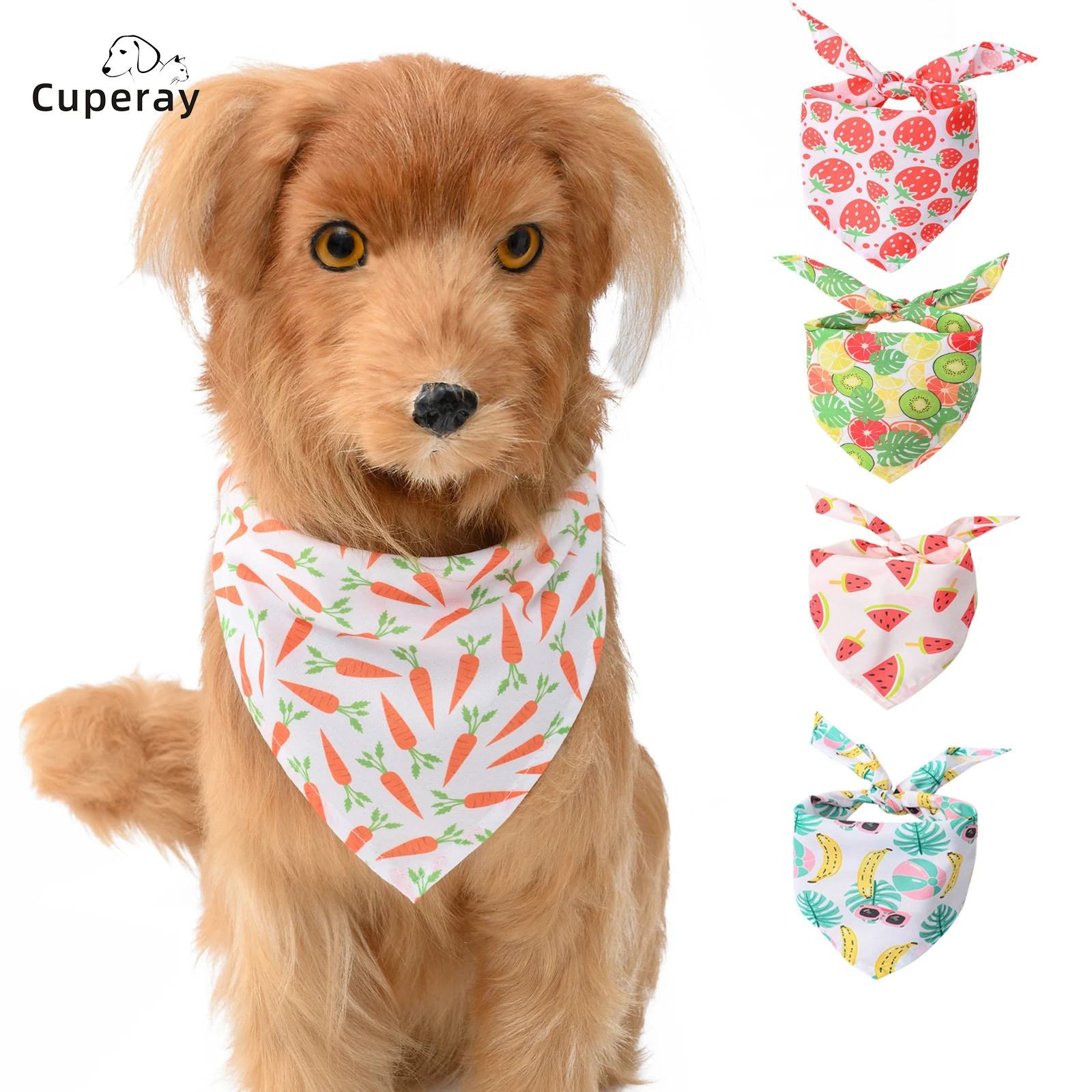 

Pet Cat Dog Bandana Collar Adjustable Neckerchief Triangle Neck Scarf Fruit Pattern Saliva Towel Pet Supplies for Girl and Boy