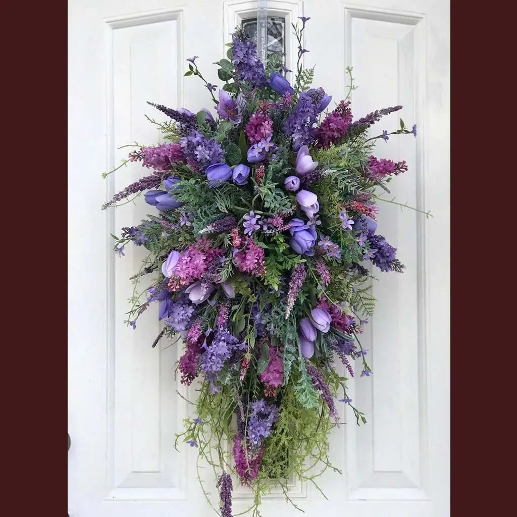 

Искусственный венок 45x25 см, настенное украшение, висячая гирлянда для вечерние ринки, настенного фермерского дома