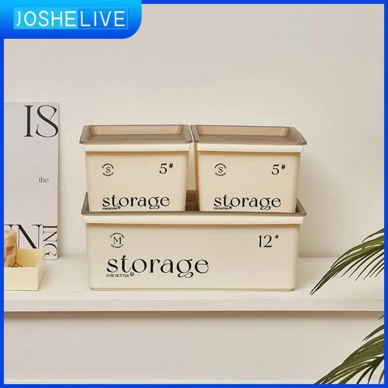 

Plastic Storage Box Brown Multiple Models Overlay Overlay Box Dustproof With Cover Fit Basket Storage Tool White Home Supplies