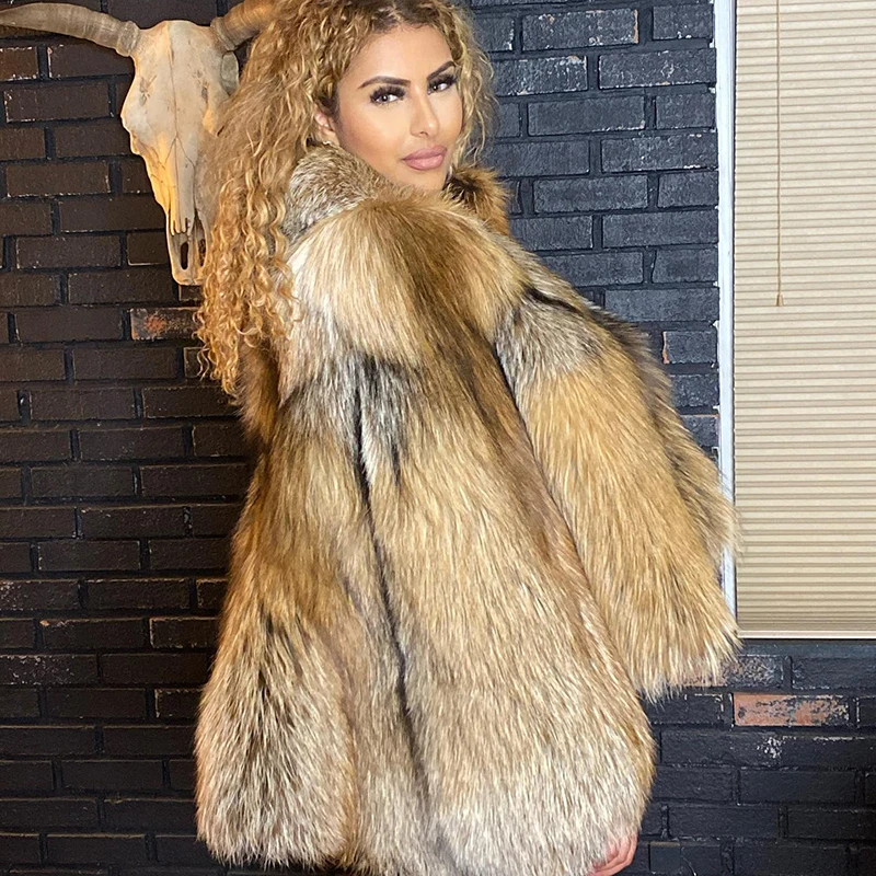 Natural Fox Fur Coat Woemn Cloak Bet Sleeve Outertwear Winter New Tide Warm Genuine Real Fox Whole Skin Fur Jacket Female