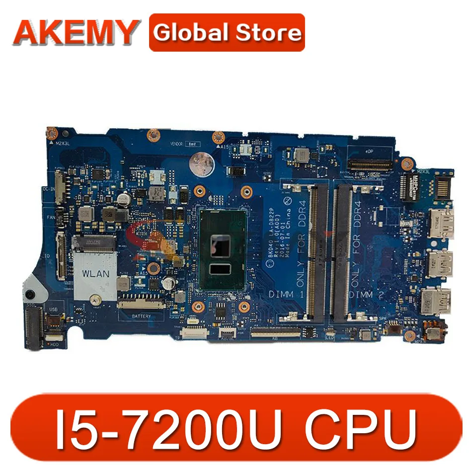 

LA-D822P CN-0T09P5 0T09P5 CN-06NY5G Main board for Dell Vostro 5468 5568 laptop motherboard SR2ZU I5-7200U DDR4