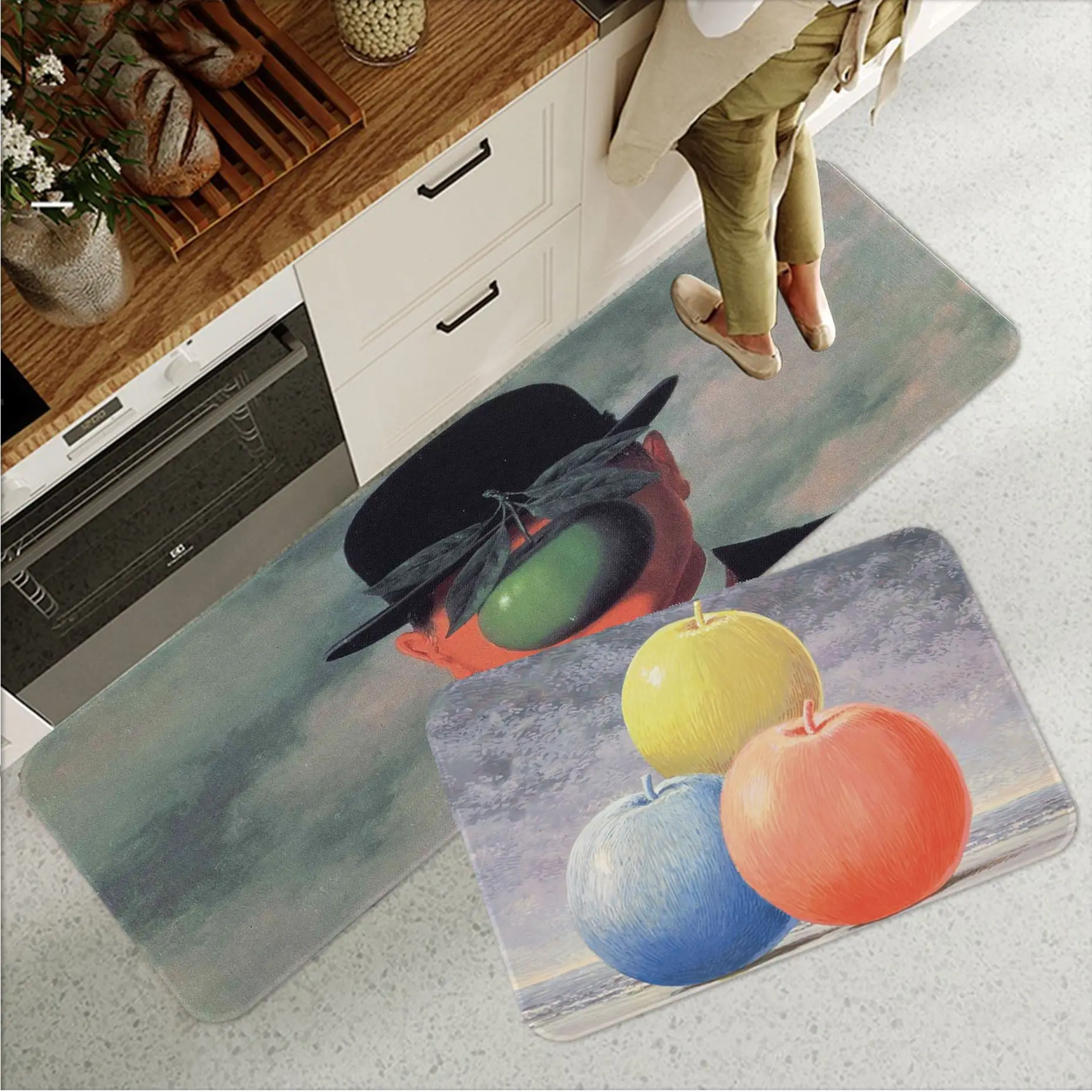 

Rene Magritte Art Long Rugs Nordic Style Bedroom Living Room Doormat Home Balcony Anti-Slip Modern Home Decor